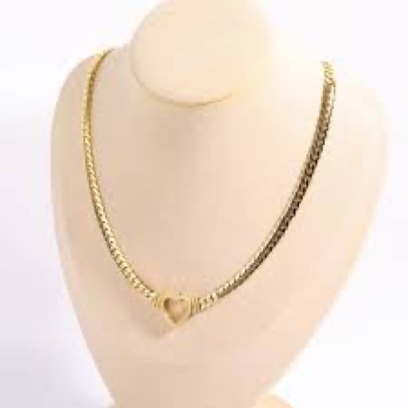 Jewelry - Cuban Lknk Chain 18K Gold Plated Heart Stainless Steel Love Necklace